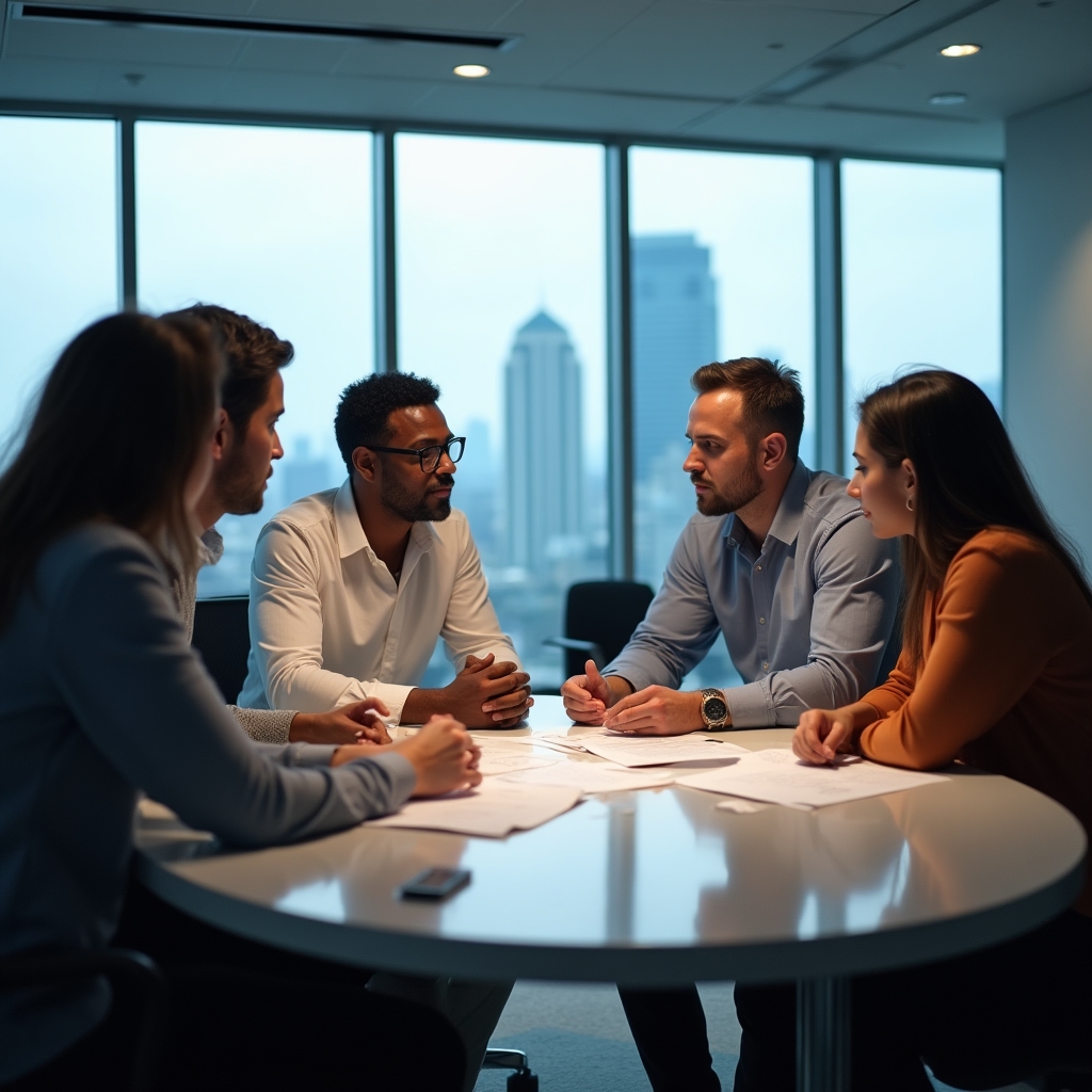 Equipo de facilitadores en una reunión de revisión del programa
